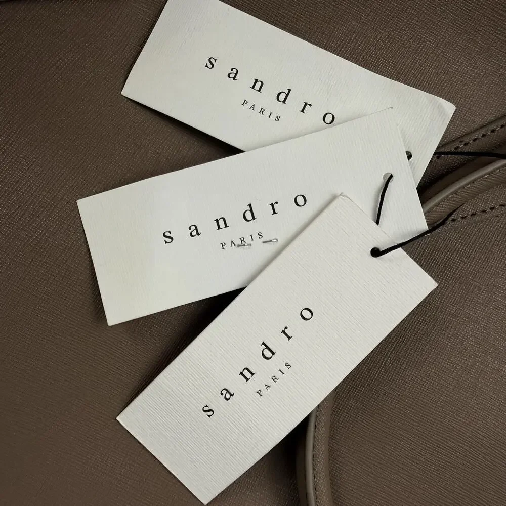 Sandro Downtown Large Saffiano Leather Briefcase Mocha Brown New With Tags